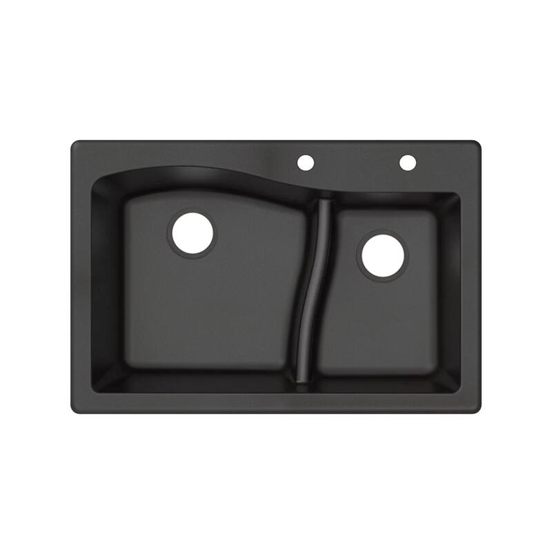 Transolid Aversa SilQ Granite 33-in. Drop-in Kitchen Sink with 2 BD Faucet Holes