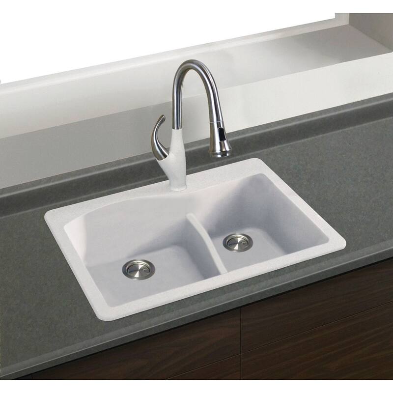 Transolid Aversa SilQ Granite 33-in. Drop-in Kitchen Sink with 2 BC ...