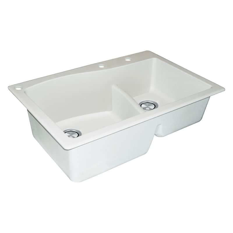 Transolid Aversa SilQ Granite 33-in. Drop-in Kitchen Sink with 3 BAD Faucet Holes