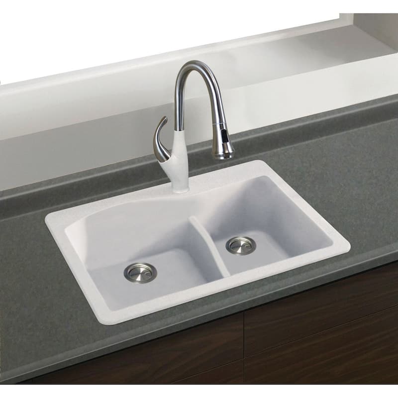 Transolid Aversa SilQ Granite 33-in. Drop-in Kitchen Sink with 3 BAD Faucet Holes