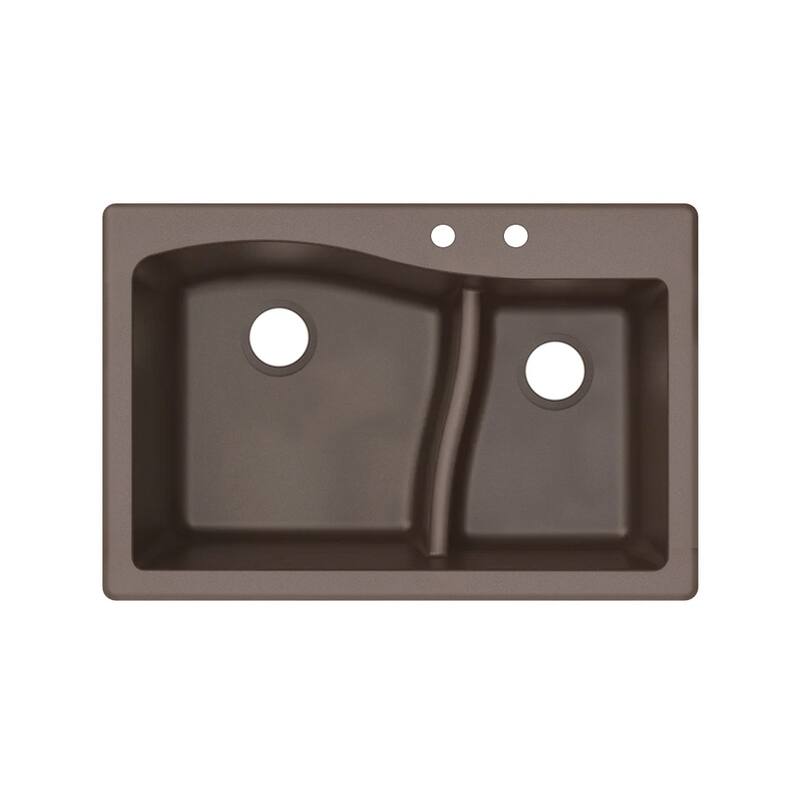 Transolid Aversa SilQ Granite 33-in. Drop-in Kitchen Sink with 2 BC Faucet Holes