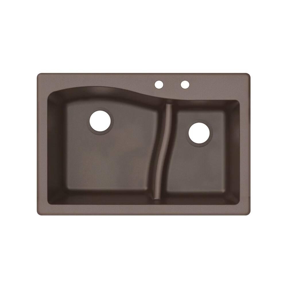 Transolid Aversa SilQ Granite 33-in. Drop-in Kitchen Sink with 2 BC Faucet Holes