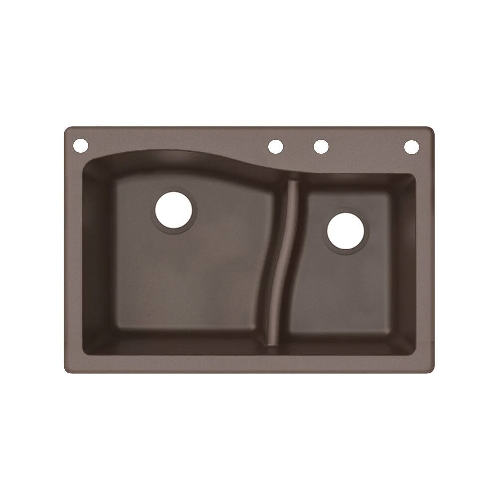 Transolid Aversa SilQ Granite 33-in. Drop-in Kitchen Sink with 4 BACE Faucet Holes