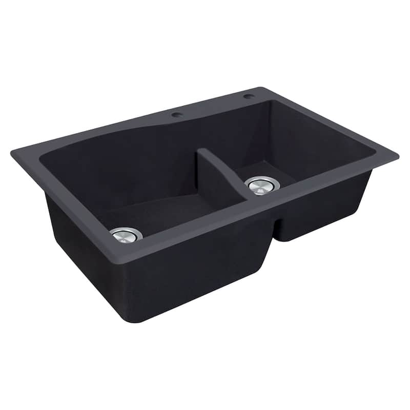 Transolid Aversa SilQ Granite 33-in. Drop-in Kitchen Sink with 2 BE Faucet Holes