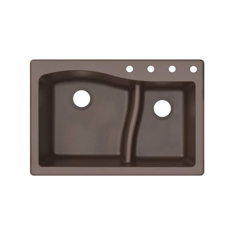 Transolid Aversa SilQ Granite 33-in. Drop-in Kitchen Sink with 4 BCDE Faucet Holes