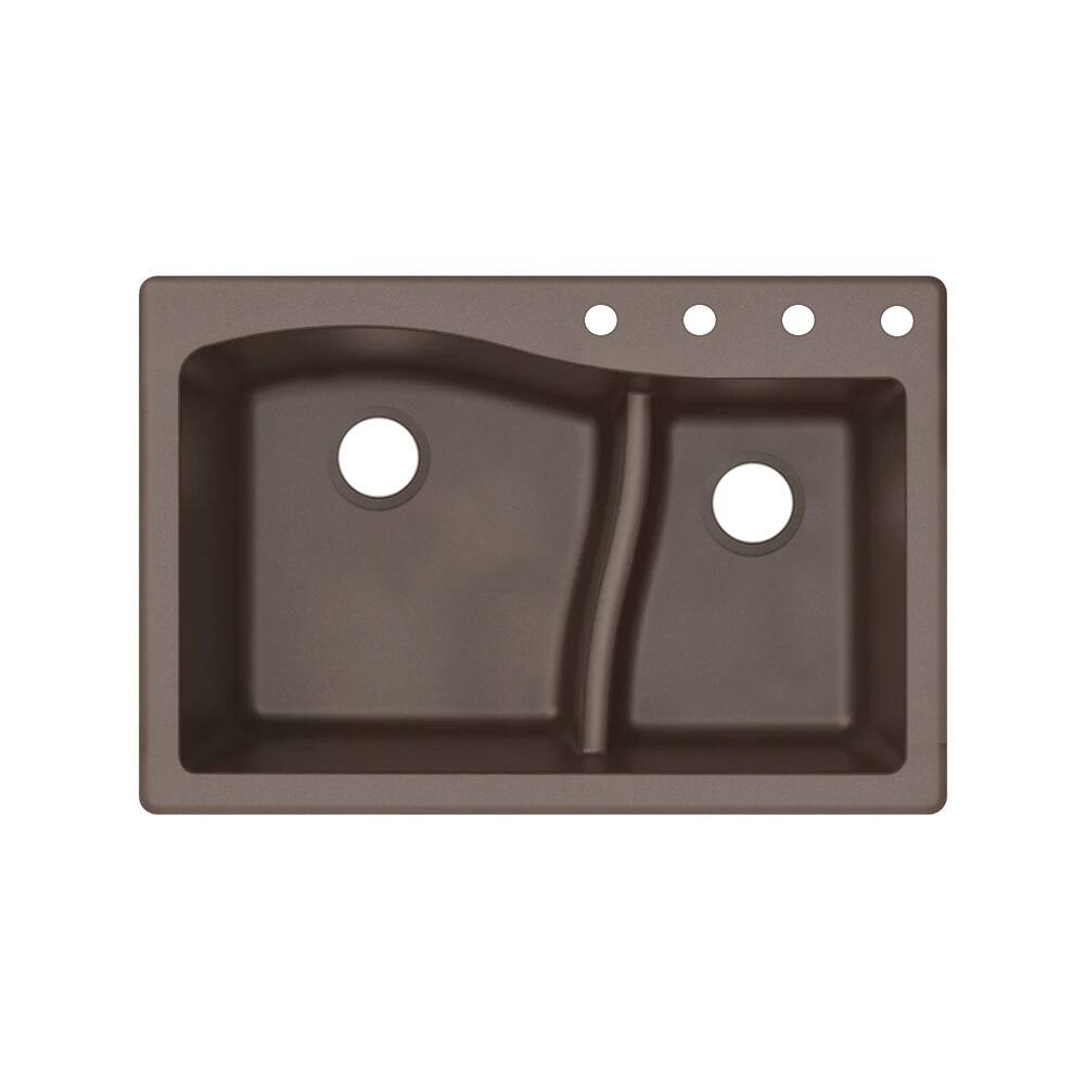Transolid Aversa SilQ Granite 33-in. Drop-in Kitchen Sink with 4 BCDE Faucet Holes