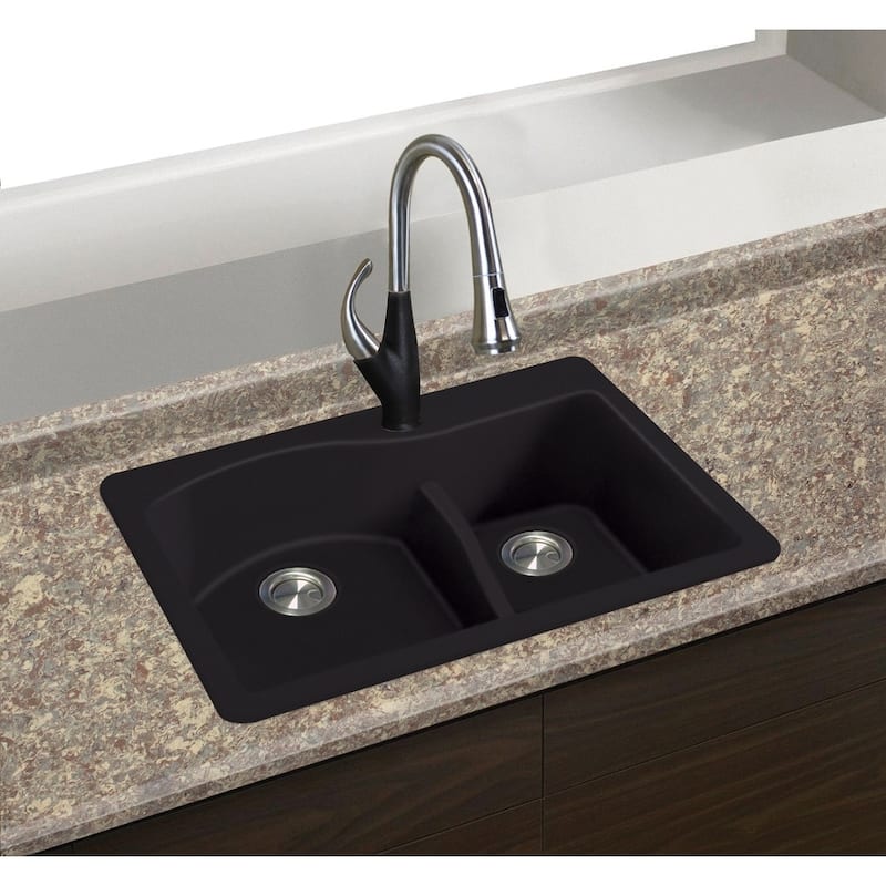 Transolid Aversa SilQ Granite 33-in. Drop-in Kitchen Sink with 4 BACE Faucet Holes