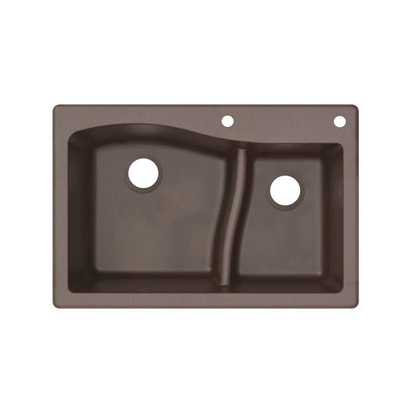 Transolid Aversa SilQ Granite 33-in. Drop-in Kitchen Sink with 2 BE Faucet Holes
