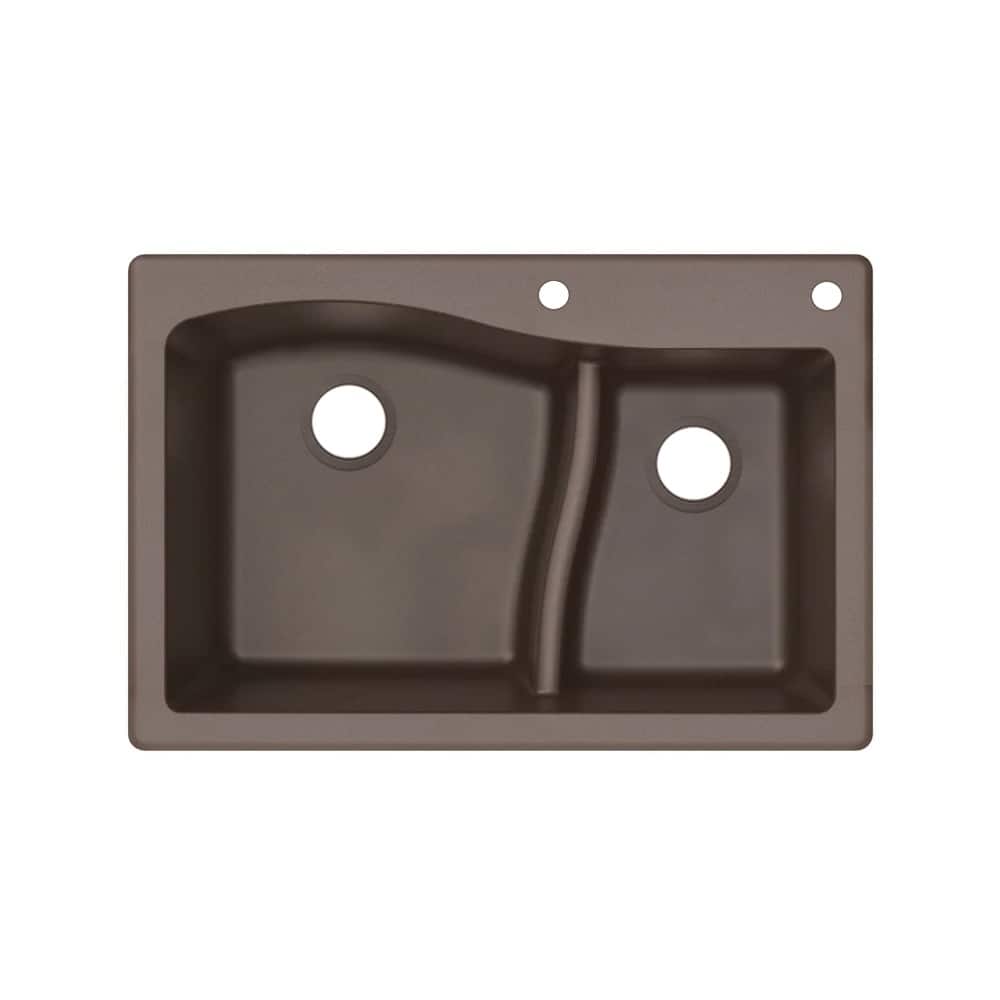 Transolid Aversa SilQ Granite 33-in. Drop-in Kitchen Sink with 2 BE Faucet Holes