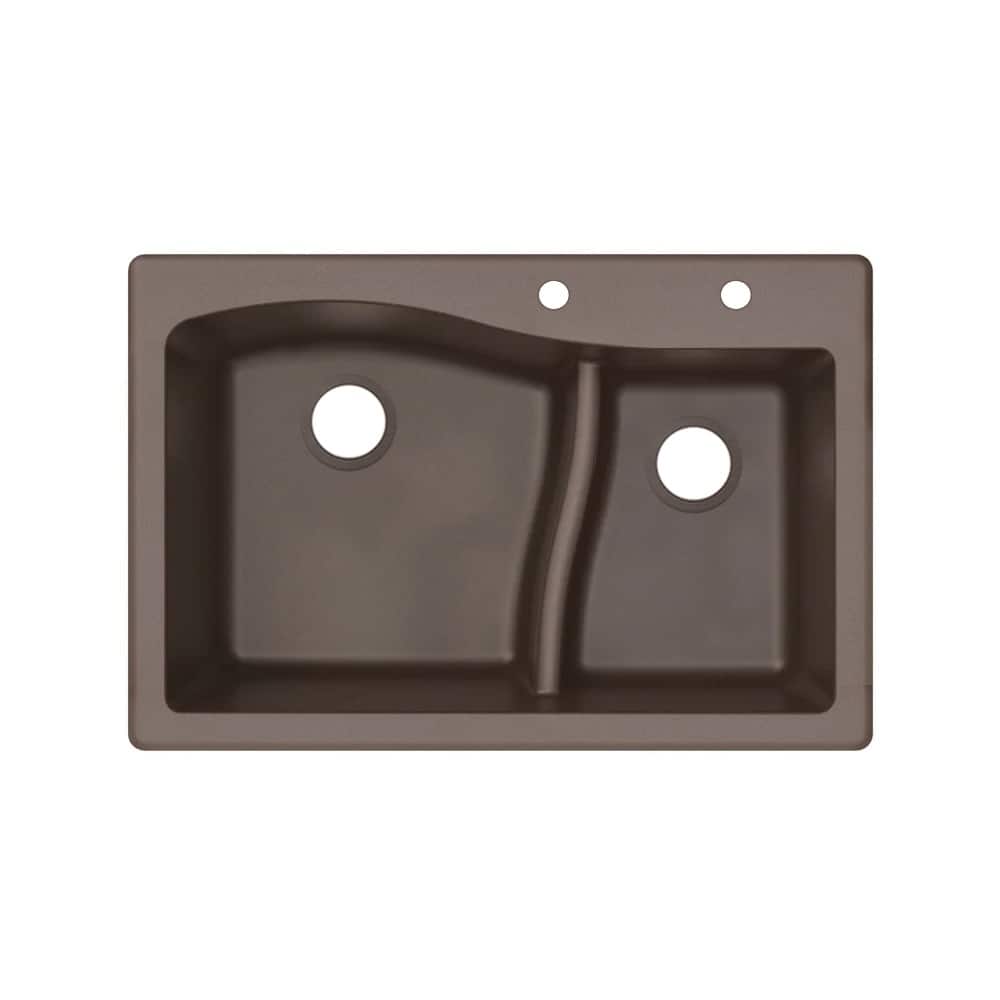 Transolid Aversa SilQ Granite 33-in. Drop-in Kitchen Sink with 2 BD Faucet Holes