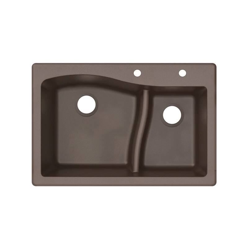 Transolid Aversa SilQ Granite 33-in. Drop-in Kitchen Sink with 2 BD Faucet Holes