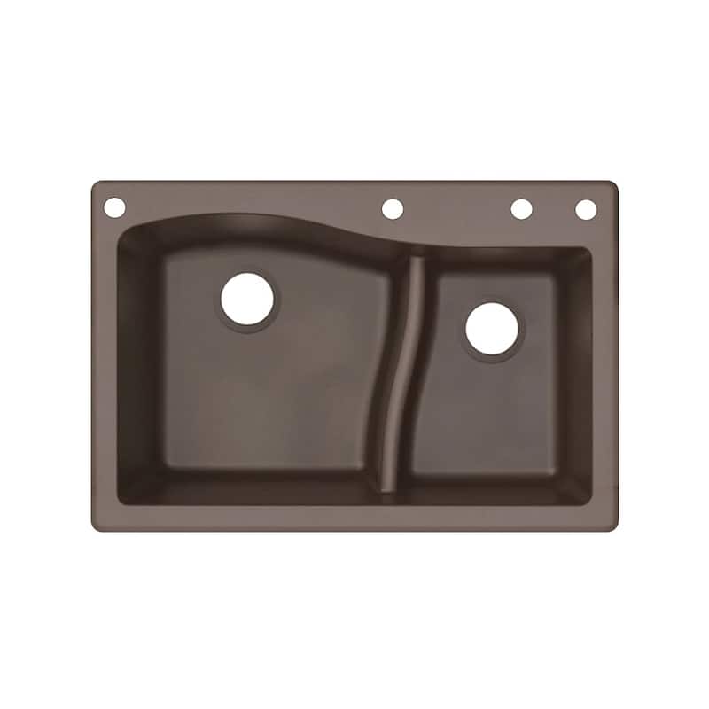 Transolid Aversa SilQ Granite 33-in. Drop-in Kitchen Sink with 4 BADE Faucet Holes