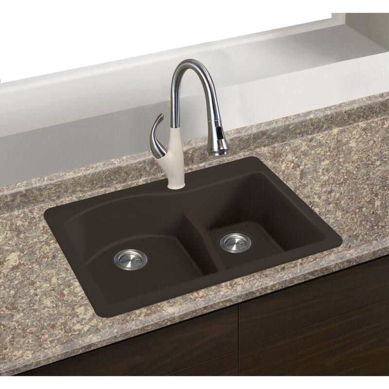 Transolid Aversa SilQ Granite 33-in. Drop-in Kitchen Sink with 4 BADE Faucet Holes