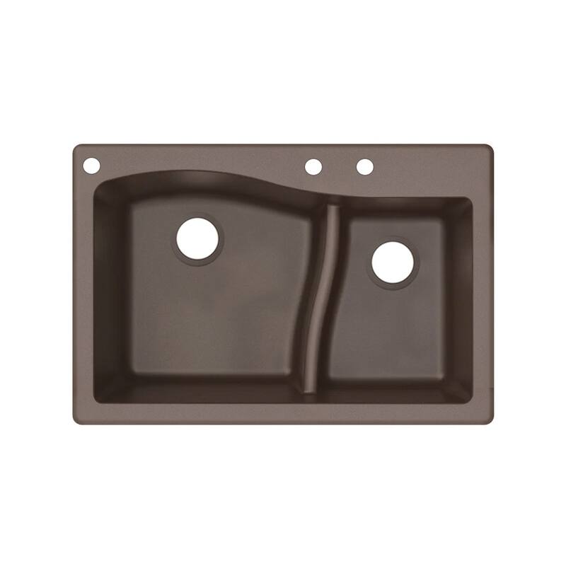 Transolid Aversa SilQ Granite 33-in. Drop-in Kitchen Sink with 3 BAC Faucet Holes