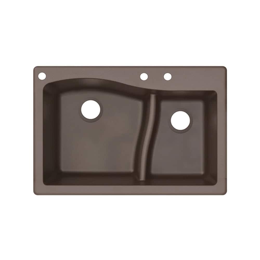 Transolid Aversa SilQ Granite 33-in. Drop-in Kitchen Sink with 3 BAC Faucet Holes