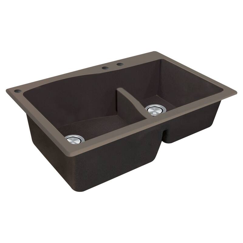 Transolid Aversa SilQ Granite 33-in. Drop-in Kitchen Sink with 3 BAC Faucet Holes