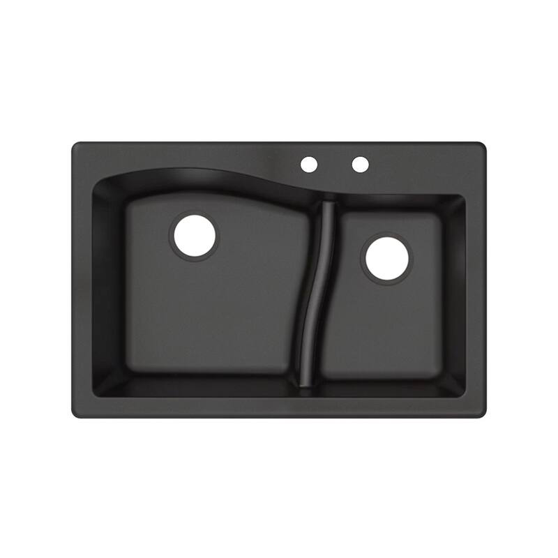 Transolid Aversa SilQ Granite 33-in. Drop-in Kitchen Sink with 2 BC Faucet Holes