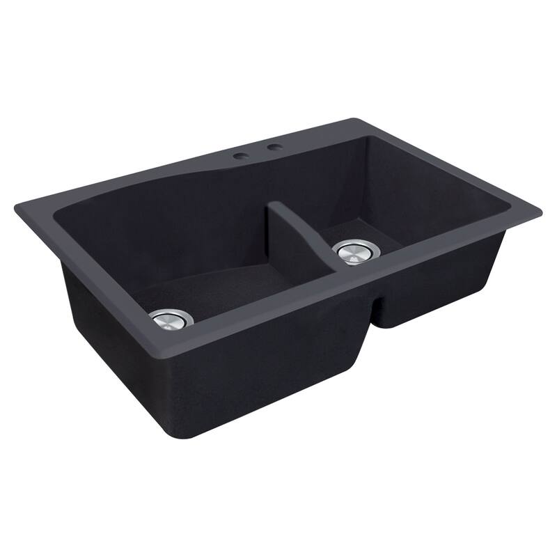 Transolid Aversa SilQ Granite 33-in. Drop-in Kitchen Sink with 2 BC Faucet Holes