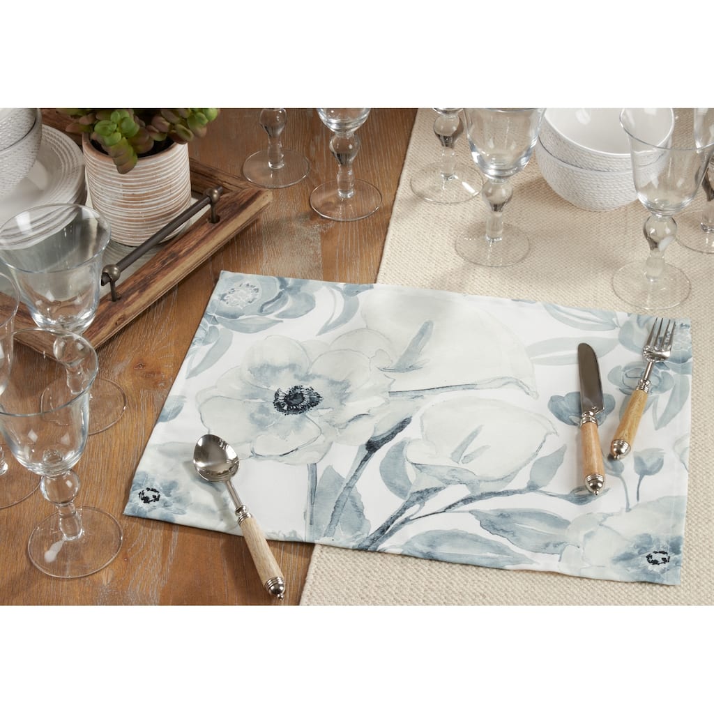 Watercolor Design Large Floral Placemats (Set of 4)