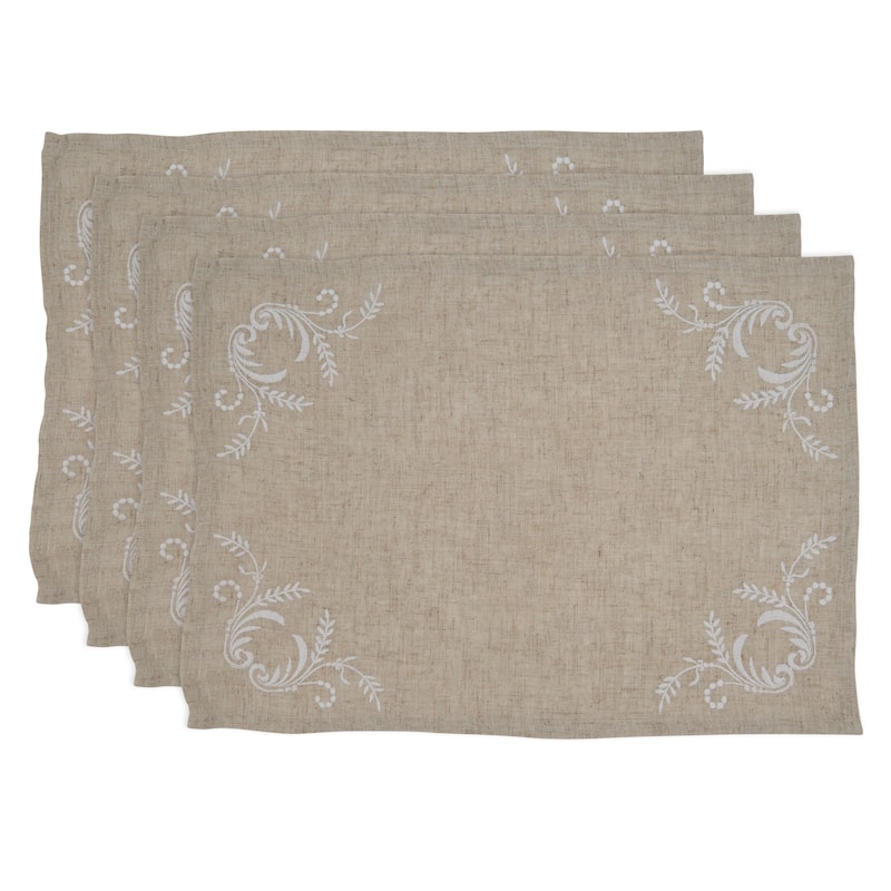 Elegant Placemats With Embroidered Design (Set of 4)