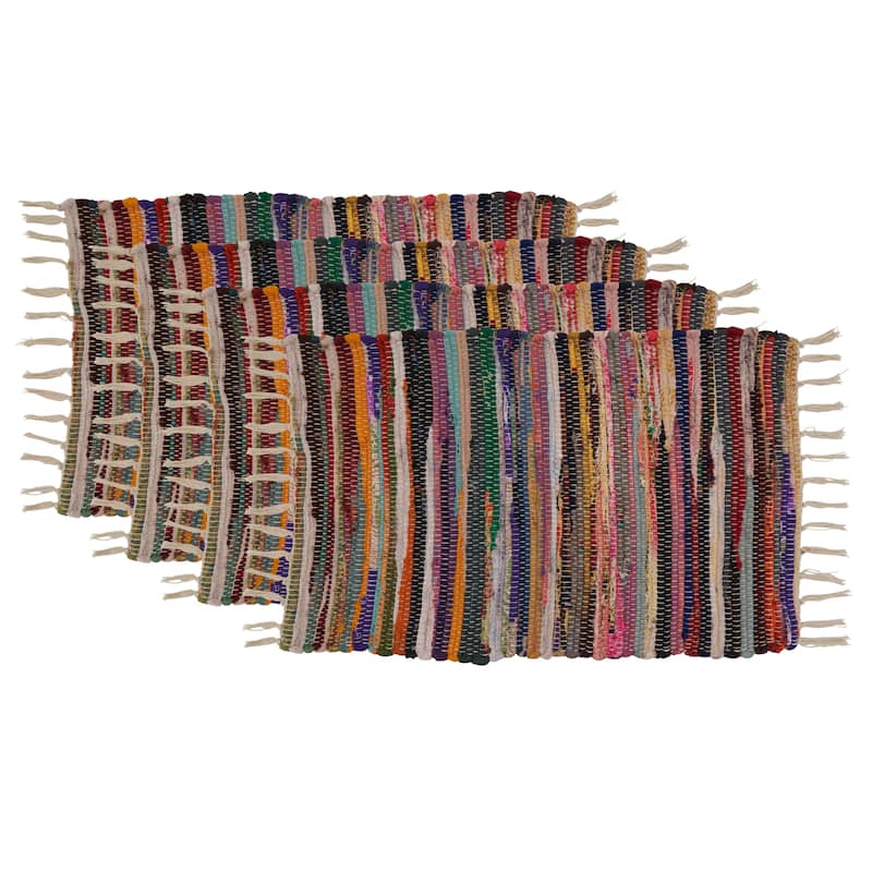Chindi Placemats With Multi-Colored Design (Set of 4)