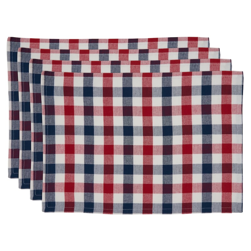 Cotton Placemats With Gingham Check Design (Set of 4)