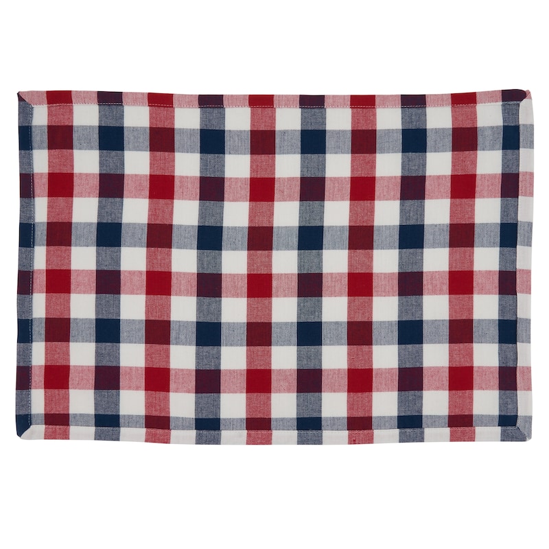 Cotton Placemats With Gingham Check Design (Set of 4)