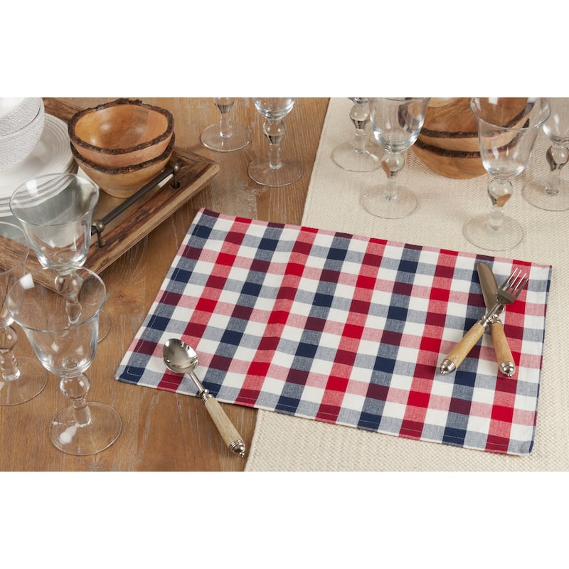 Cotton Placemats With Gingham Check Design (Set of 4)