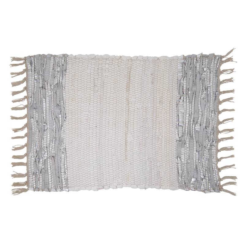 Leather Chindi Placemats With Striped Design (Set of 4)