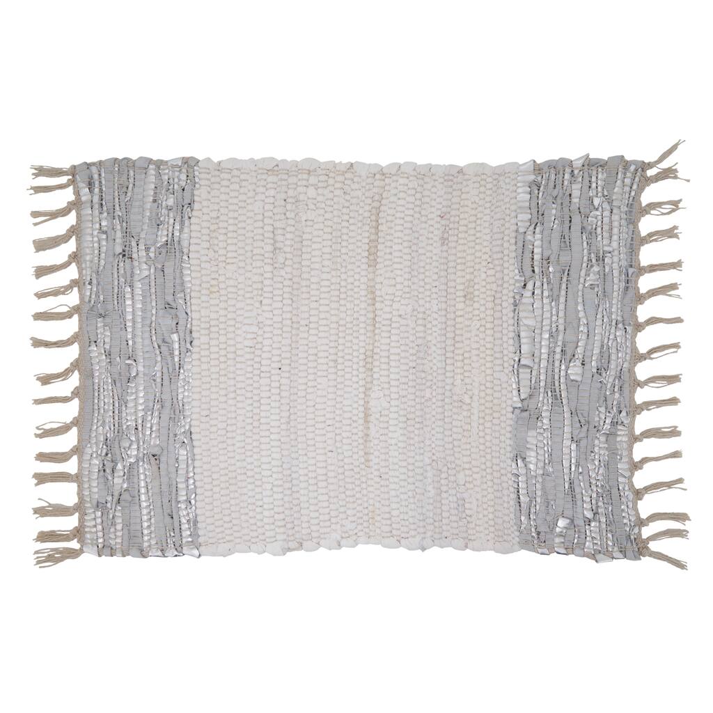 Leather Chindi Placemats With Striped Design (Set of 4)