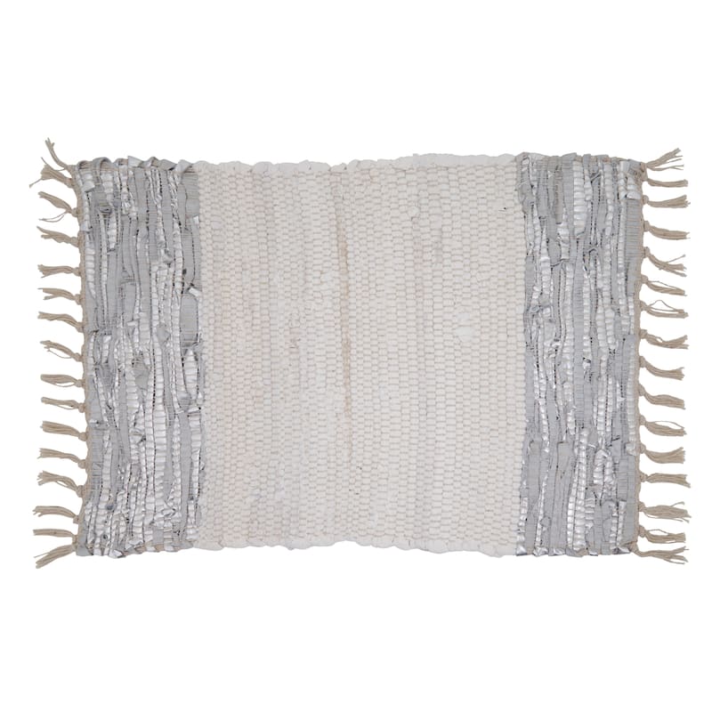 Leather Chindi Placemats With Striped Design (Set of 4)