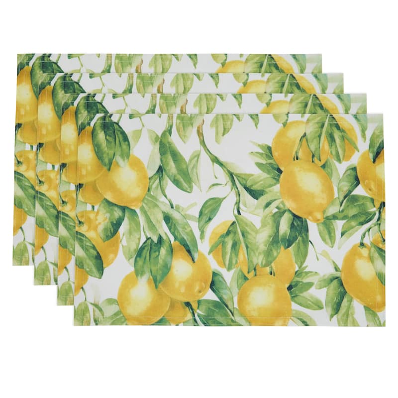 Printed Placemats With Lemon Design (Set of 4)