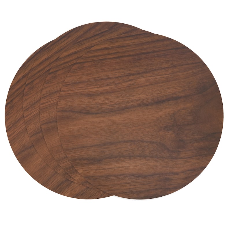 Round Placemats With Wooden Print (Set of 4)