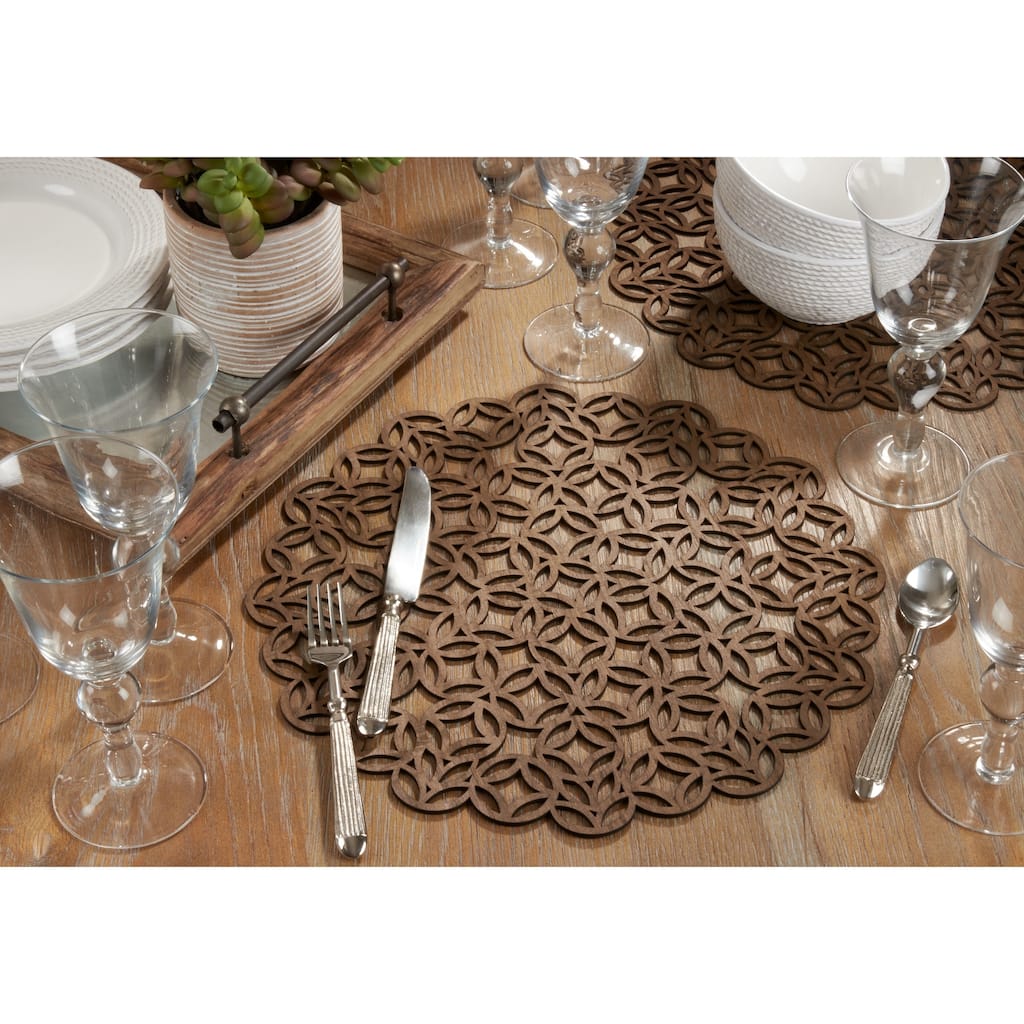 Round Placemats With Laser Cut Design (Set of 4)