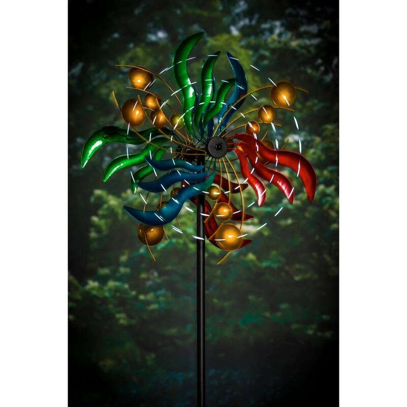 84 in. Circles and Waves Wind Powered Lighted Wind Spinner