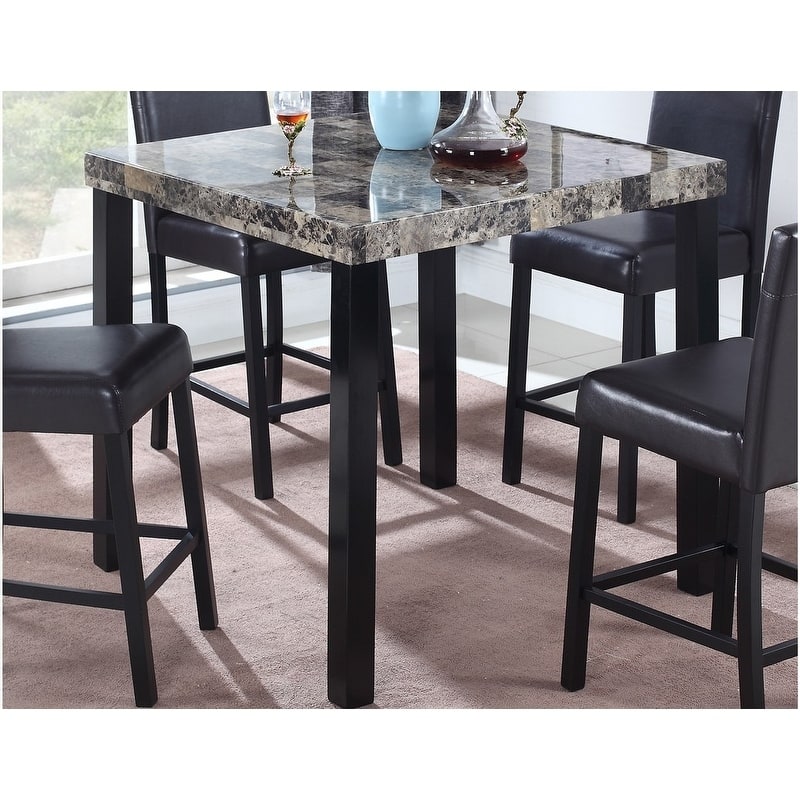Best Master Furniture Faux Marble Counter Height Table - Black
