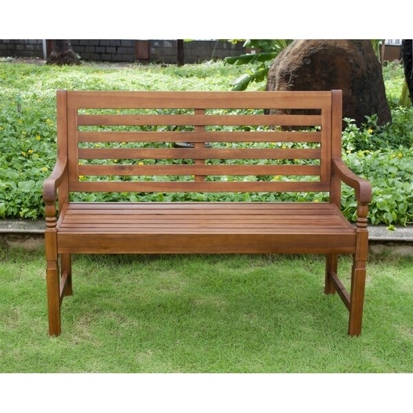 natural wood outdoor bench