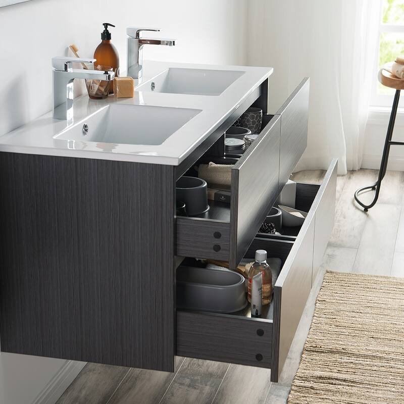 Solid Wood Luxury Wall-Mounted Vanity Set