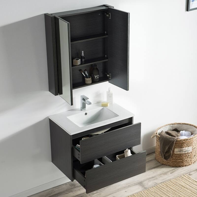 Solid Wood Luxury Wall-Mounted Vanity Set