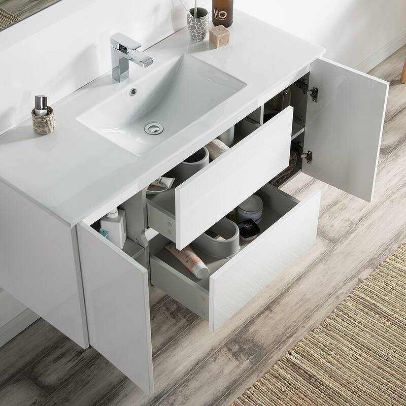 Solid Wood Luxury Wall-Mounted Vanity Set