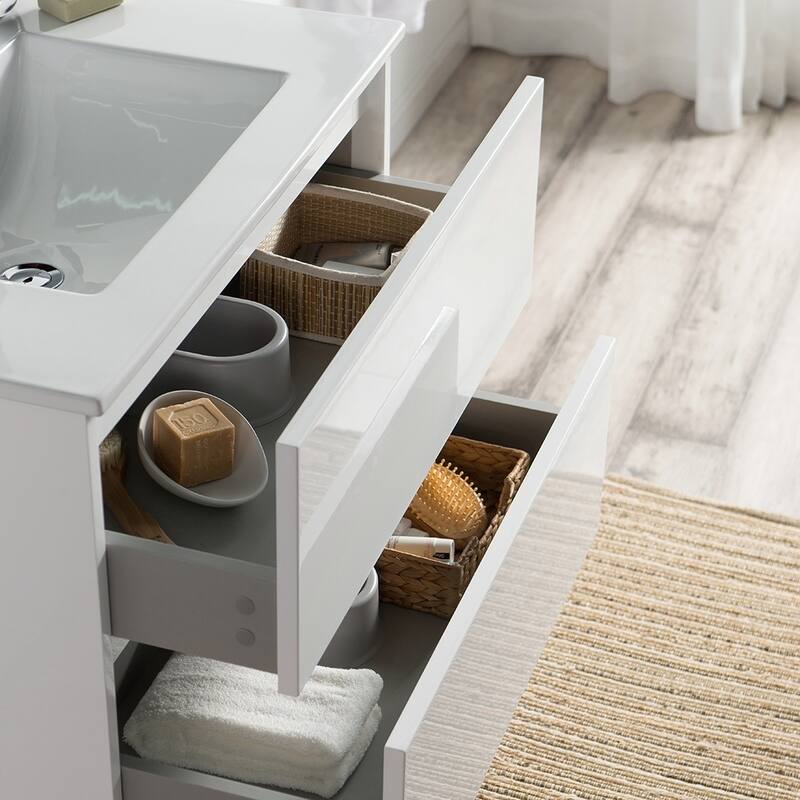Solid Wood Luxury Wall-Mounted Vanity Set