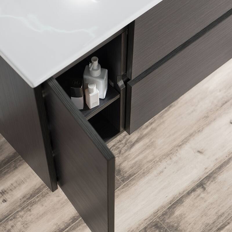 Solid Wood Luxury Wall-Mounted Vanity Set