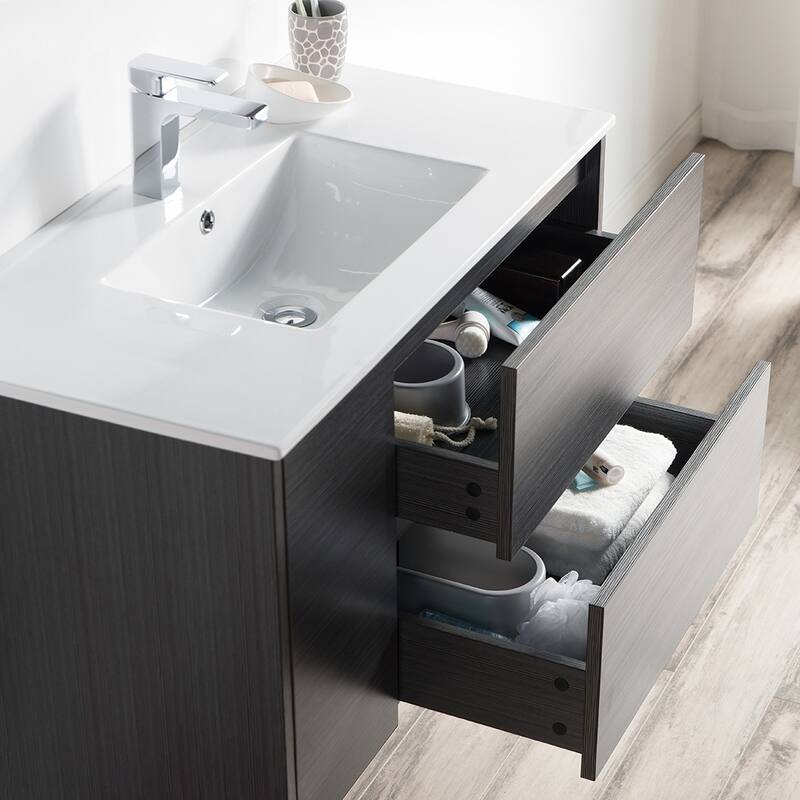 Solid Wood Luxury Wall-Mounted Vanity Set
