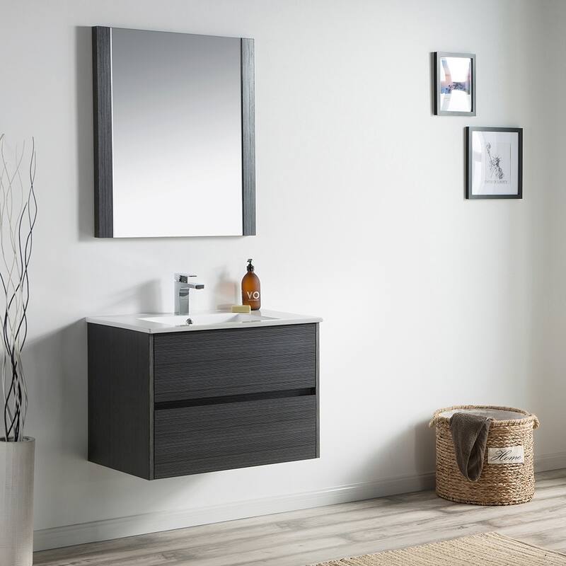 Solid Wood Luxury Wall-Mounted Vanity Set