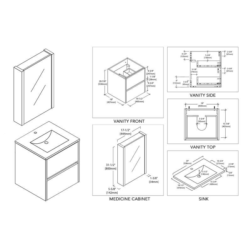 Solid Wood Luxury Wall-Mounted Vanity Set