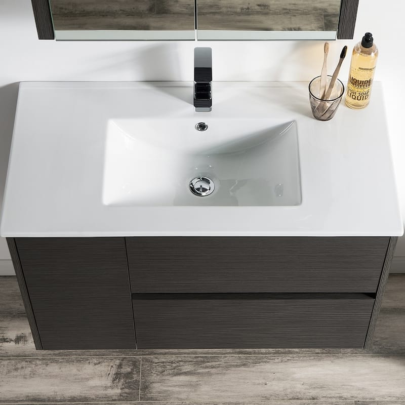 Solid Wood Luxury Wall-Mounted Vanity Set