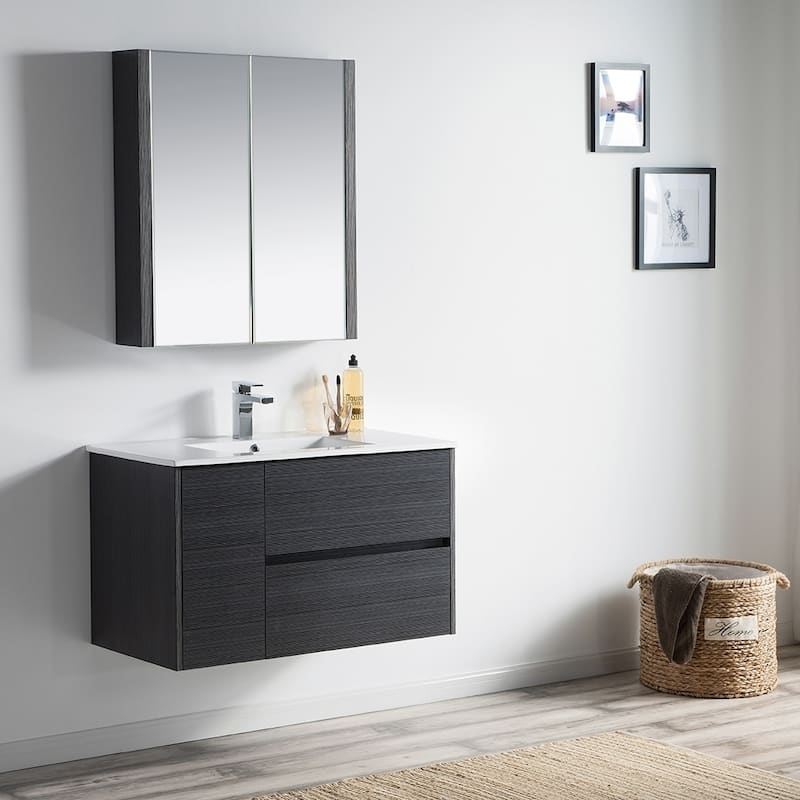 Solid Wood Luxury Wall-Mounted Vanity Set