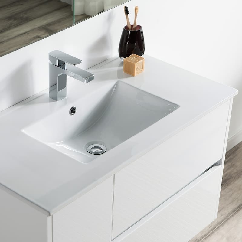 Solid Wood Luxury Wall-Mounted Vanity Set