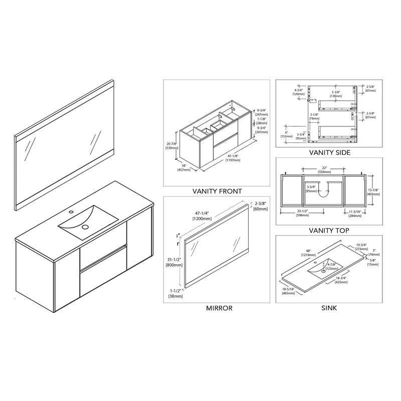 Solid Wood Luxury Wall-Mounted Vanity Set