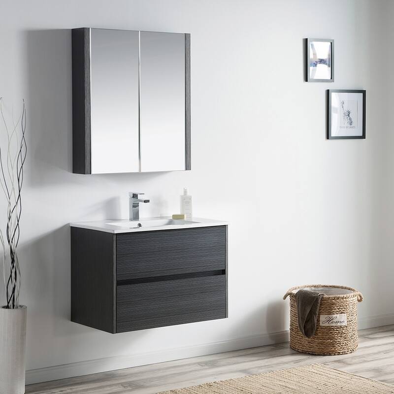 Solid Wood Luxury Wall-Mounted Vanity Set